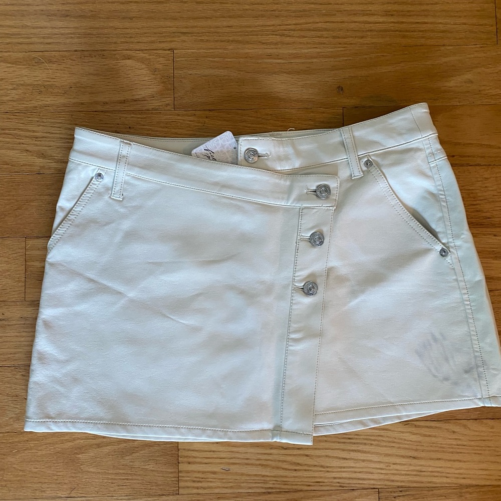 Free People White Buttoned Mini Skirt